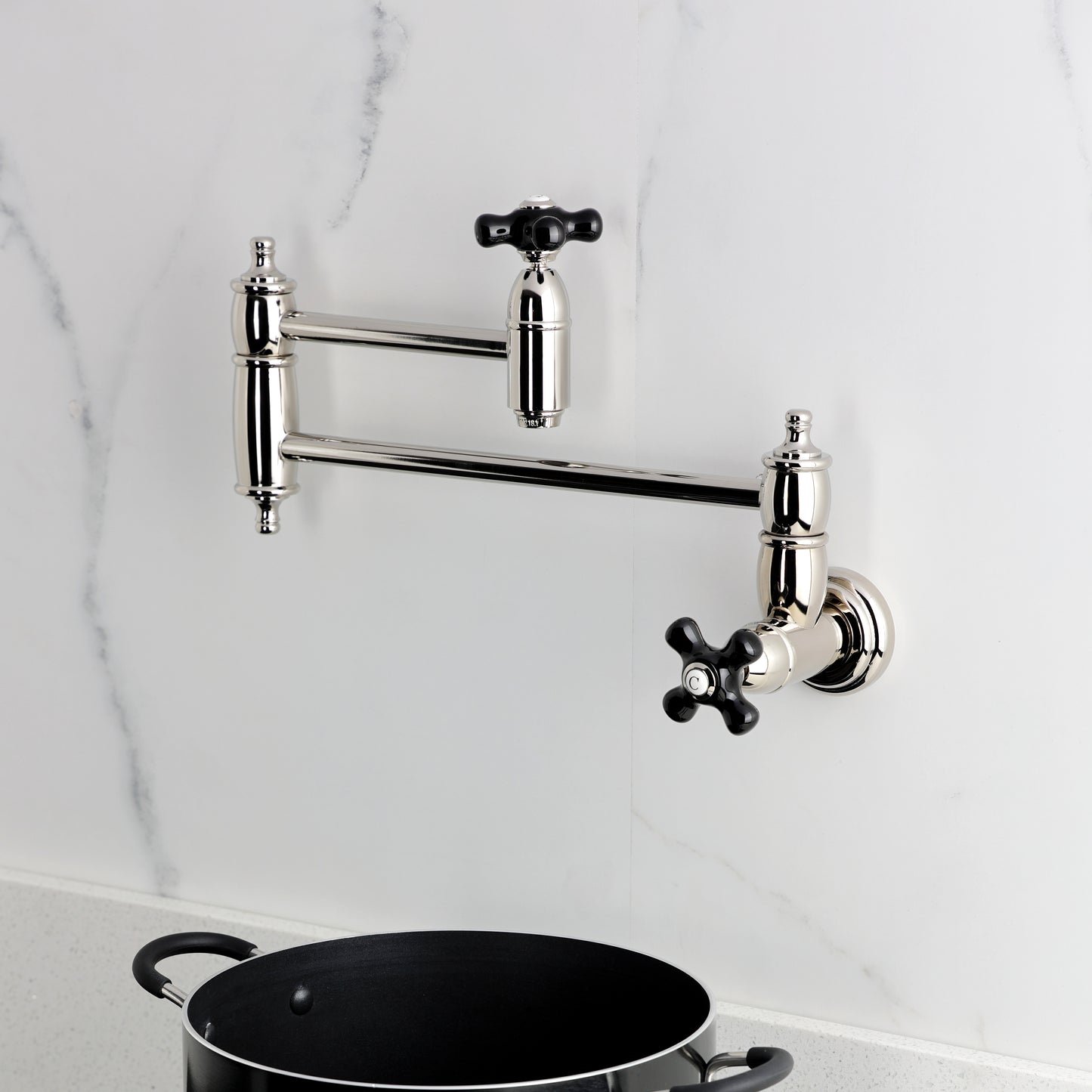 Kingston Brass KS3103PKX Duchess Wall Mount Pot Filler Faucet, Antique Brass