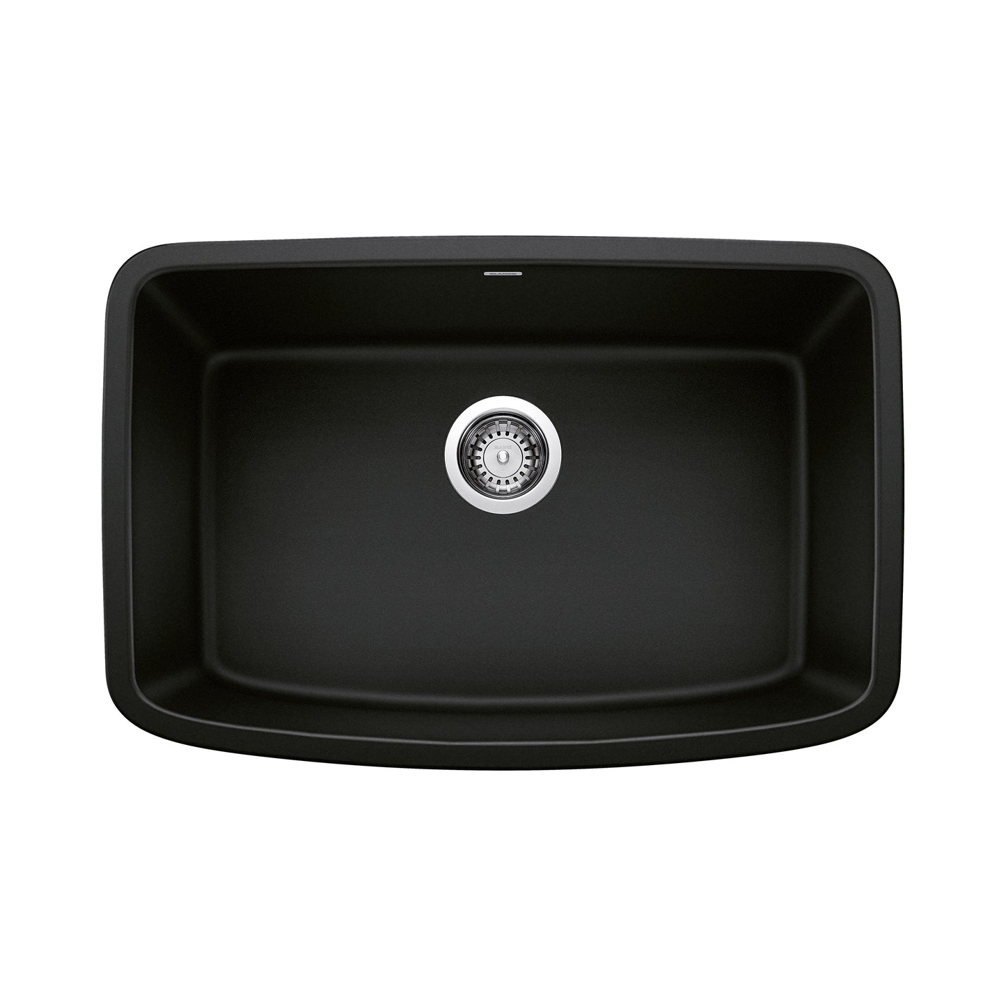 BLANCO Valea SILGRANIT 27" Single Bowl Undermount Kitchen Sink in black with simple elegant design