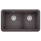 BLANCO Ikon SILGRANIT 33" Double Bowl Apron-Front Farmhouse Sink with Low Divide