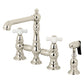 Kingston KS7277PXBS English Country Bridge Kitchen Faucet with Brass Sprayer, Brushed Brass detail view