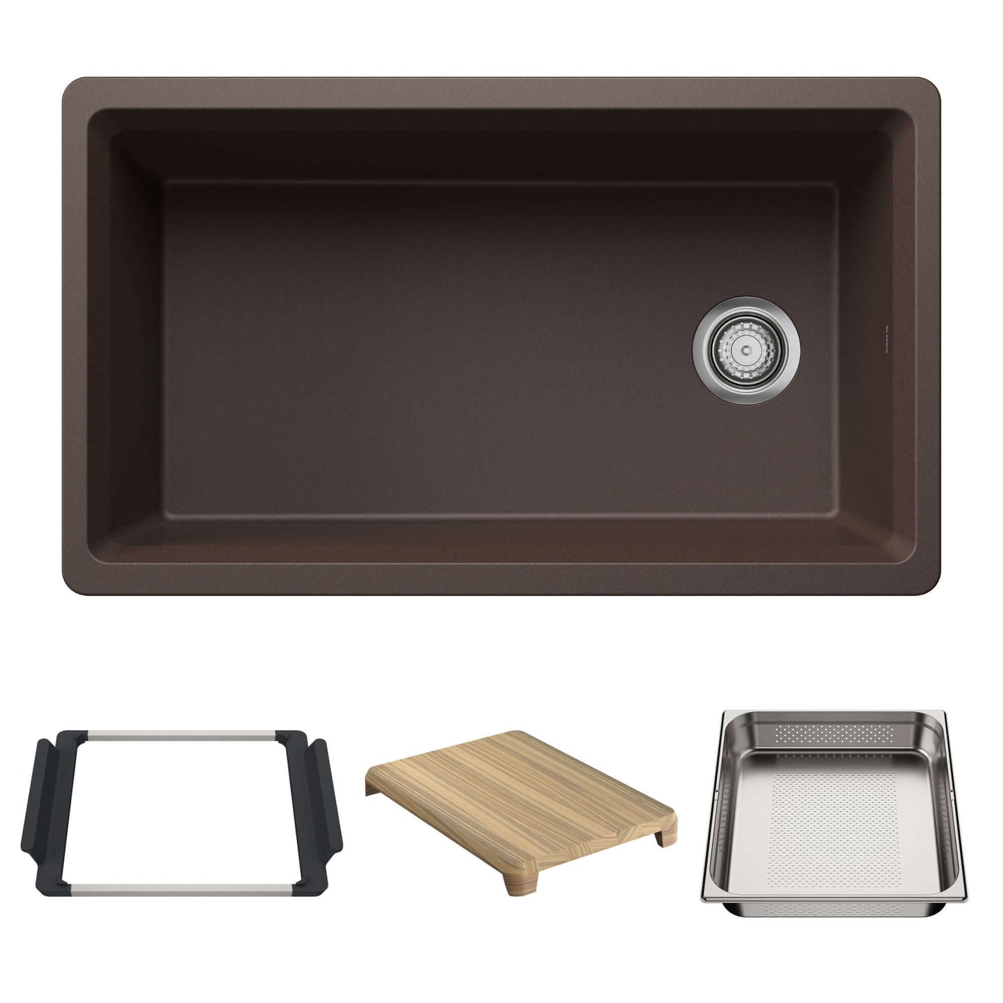 BLANCO Inteos SILGRANIT 33" Single Bowl Reversible Undermount Workstation Kitchen Sink with accessories