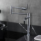 Kingston Brass KS4703KL Whitaker Deck Mount Pot Filler Faucet, Antique Brass in a modern kitchen setting.