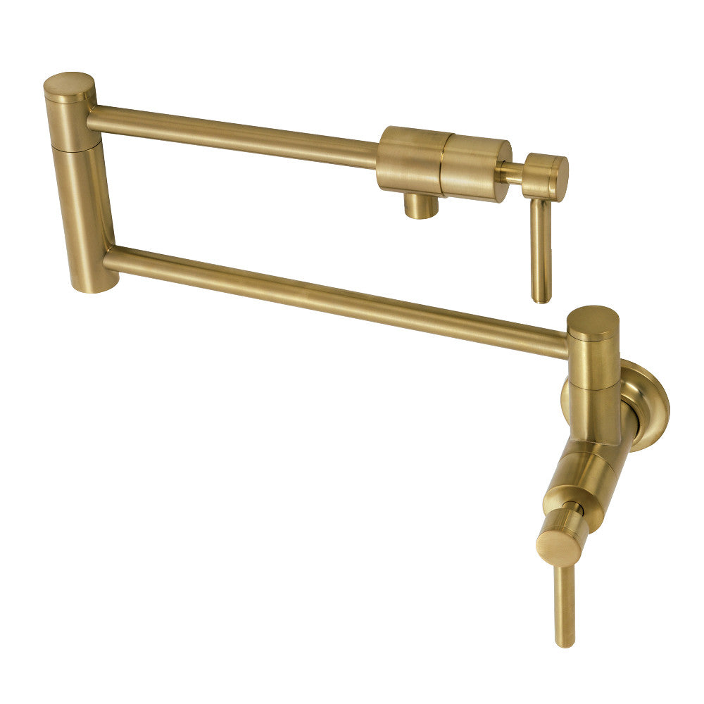 Kingston Brass KS4103DL Concord Wall Mount Pot Filler Faucet, Antique Brass with foldable swing arms