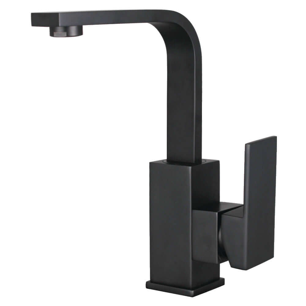 Kingston Brass LS8463CL Claremont One-Handle Single-Hole Bathroom Faucet with Push Pop-Up Drain, Brushed Brass in matte black finish