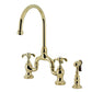 Kingston KS7793TXBS French Country Bridge Kitchen Faucet with Brass Sprayer, Antique Brass.