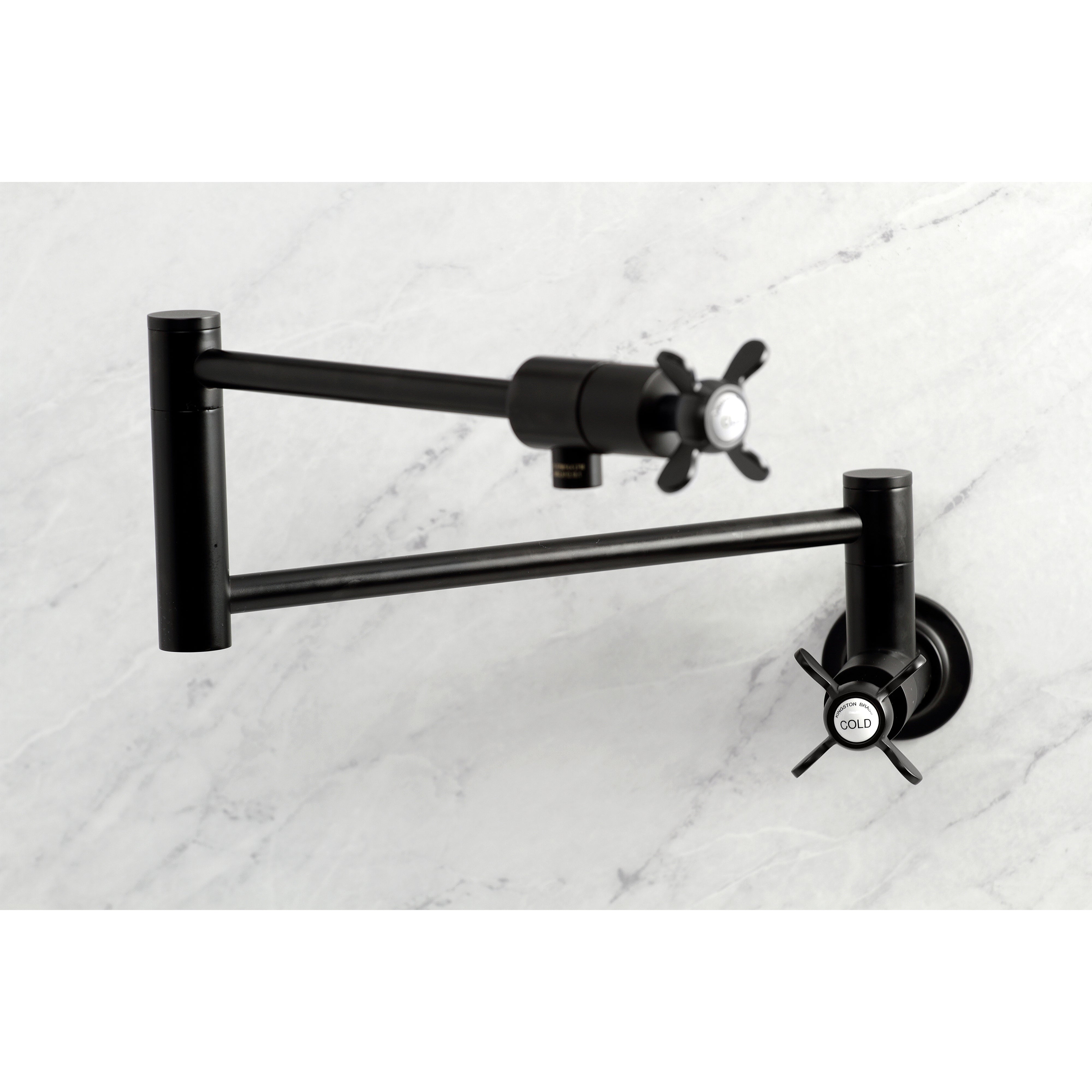 Kingston Brass KS4103BEX Essex Wall Mount Pot Filler Faucet, Antique Brass with foldable swing arms