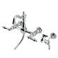 Kingston KS2443ALBS Heritage Two-Handle Wall Mount Bridge Kitchen Faucet with Brass Sprayer, Antique Brass
