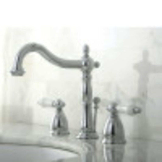 KINGSTON Brass Heritage Widespread Bathroom Faucet with Plastic Pop-Up - Polished Chrome