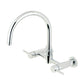 Kingston Brass KS8178DL Concord Wall Mount Bridge Kitchen Faucet in polished chrome finish with a high-arc gooseneck design.