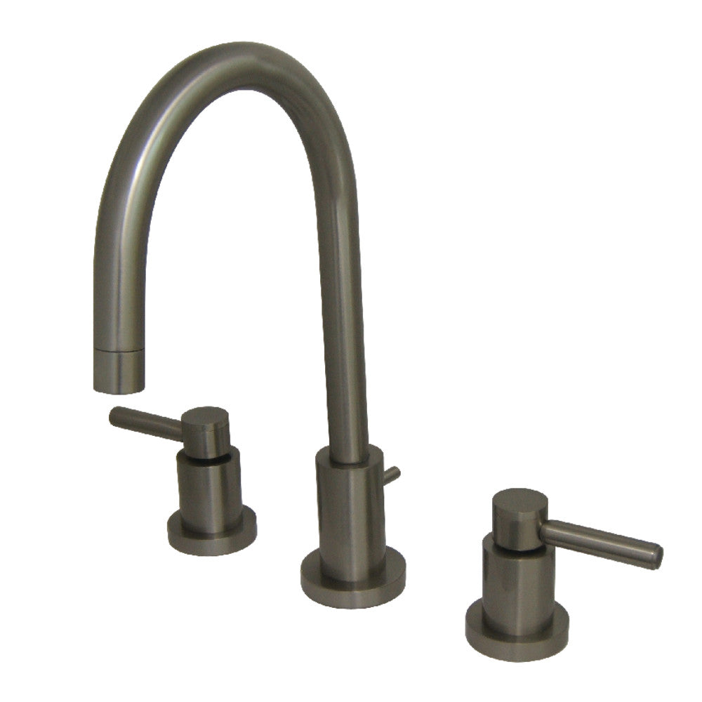 Kingston Brass KS8958DL Concord Widespread Bathroom Faucet with Brass Pop-Up, Brushed Nickel
