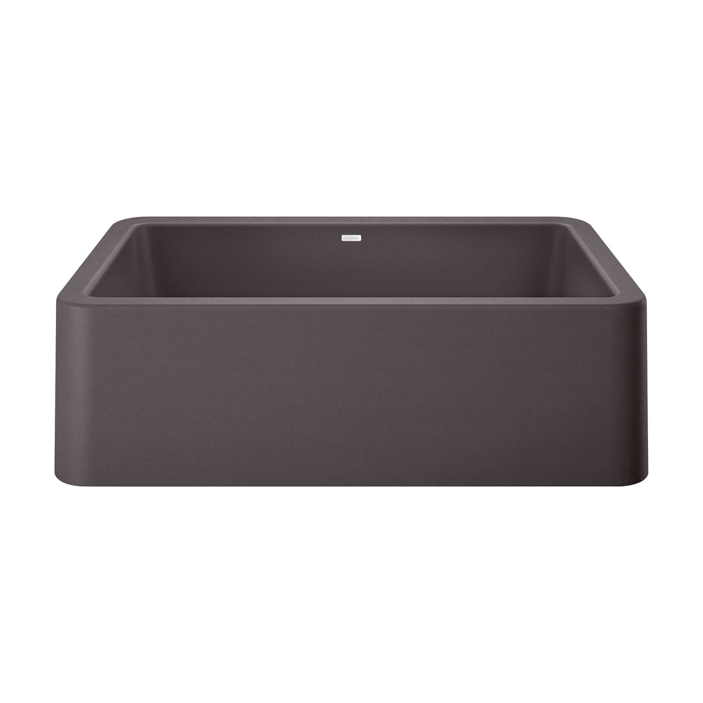 BLANCO Ikon SILGRANIT 33" Single Bowl Apron-Front Farmhouse Sink in a contemporary dark color.