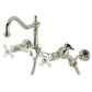 Kingston KS1243PXBS Heritage Two-Handle Wall Mount Bridge Kitchen Faucet with Brass Sprayer, Antique Brass