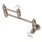 Kingston Brass KS310PXAC Restoration Wall Mount Pot Filler Faucet, Antique Copper with white handles