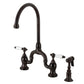 Kingston KS7793PLBS English Country Bridge Kitchen Faucet with Brass Sprayer, Antique Brass, oil rubbed bronze finish.