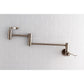 Kingston Brass KS8108DFL NuWave Wall Mount Pot Filler Faucet, Brushed Nickel on a tiled background.