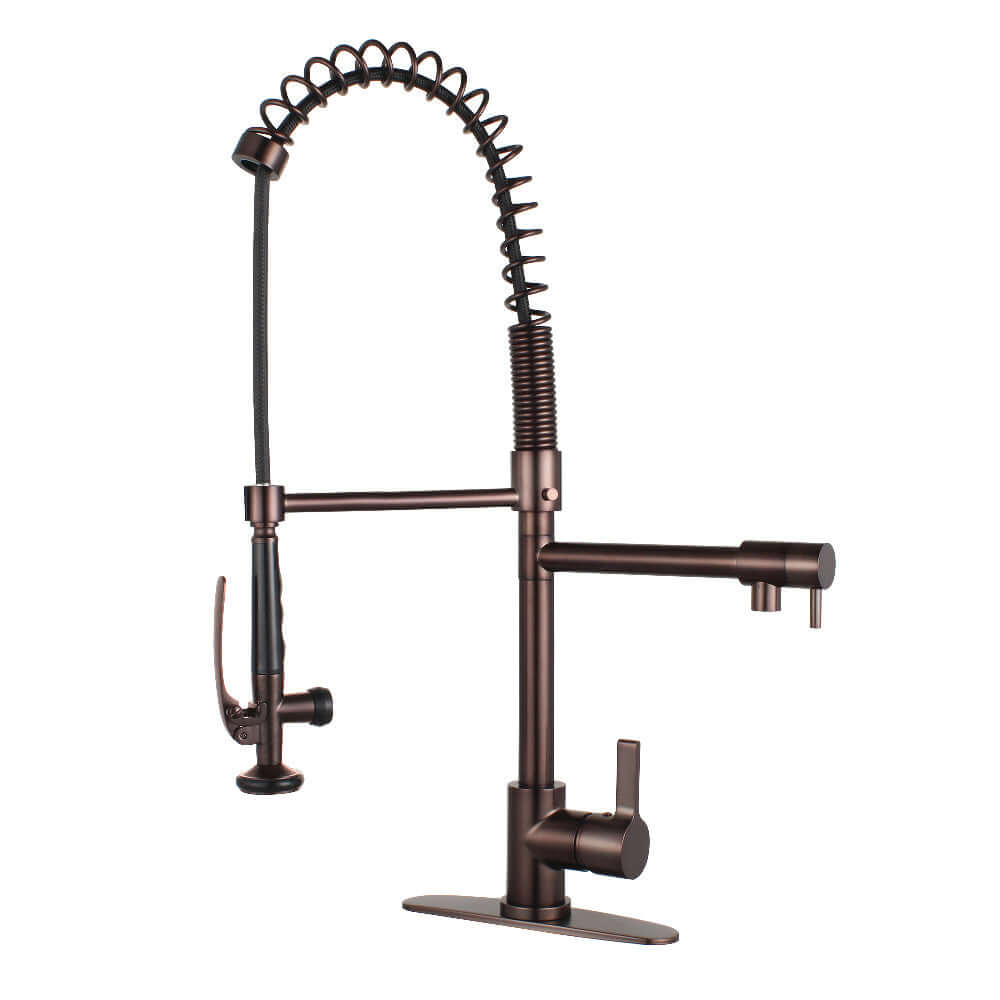 Gourmetier LS8503CTL Continental Single-Handle Deck-Mount Pre-Rinse Kitchen Faucet with Pot Filler, Brushed Brass