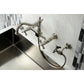 Kingston KS1243AXBS Heritage Two-Handle Wall Mount Bridge Kitchen Faucet with Brass Sprayer, Antique Brass