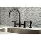 Kingston KS8278DKLBS Kaiser Bridge Kitchen Faucet with Brass Sprayer, Brushed Nickel on kitchen sink