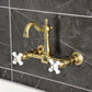Kingston KS2443PX Heritage Two-Handle Wall Mount Bridge Kitchen Faucet, Antique Brass