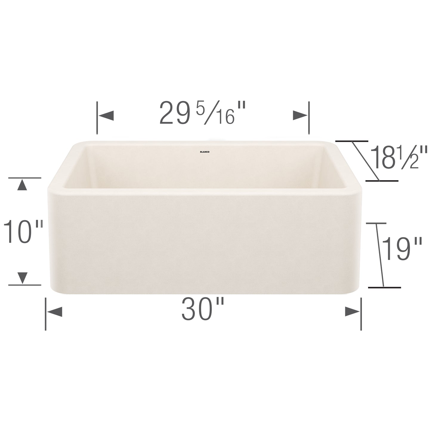 BLANCO Ikon SILGRANIT 30" Single Bowl Apron-Front Farmhouse Sink dimensions and specifications