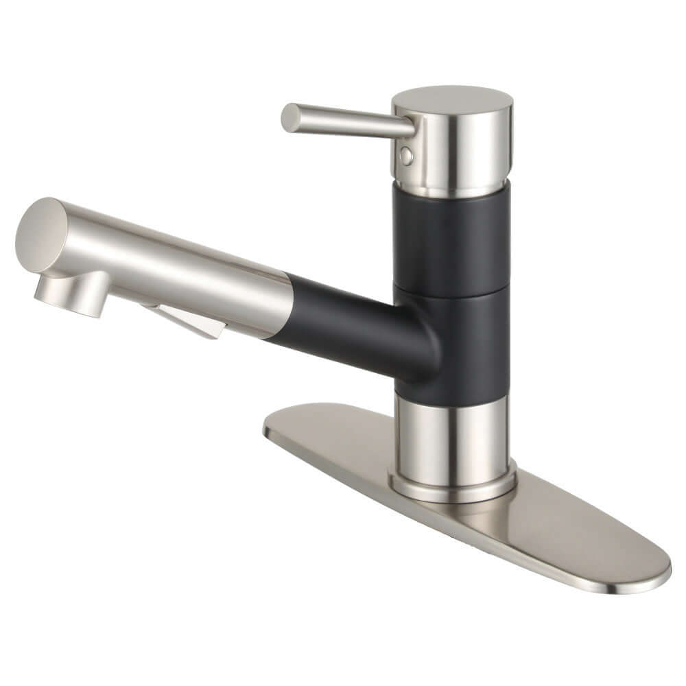 Gourmetier LS84DLAB Concord Single-Handle Pull-Out Kitchen Faucet, Antique Brass in Matte Black/Brushed Nickel finish