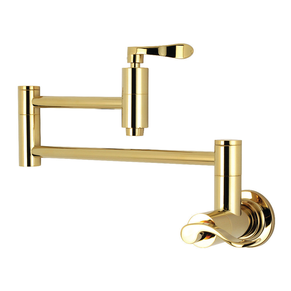 Kingston Brass KS8108DFL NuWave Wall Mount Pot Filler Faucet, Brushed Nickel in polished brass finish