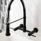 Gourmetier GS8187DL Concord Double-Handle Wall-Mount Pre-Rinse Bridge Kitchen Faucet, Brushed Brass