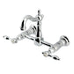 Kingston KS2443TAL Tudor Two-Handle Wall Mount Bridge Kitchen Faucet, Antique Brass in polished chrome finish