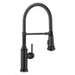 BLANCO Empressa Semi-Pro Pull-Down Dual-Spray Kitchen Faucet in black finish with spring coil design.
