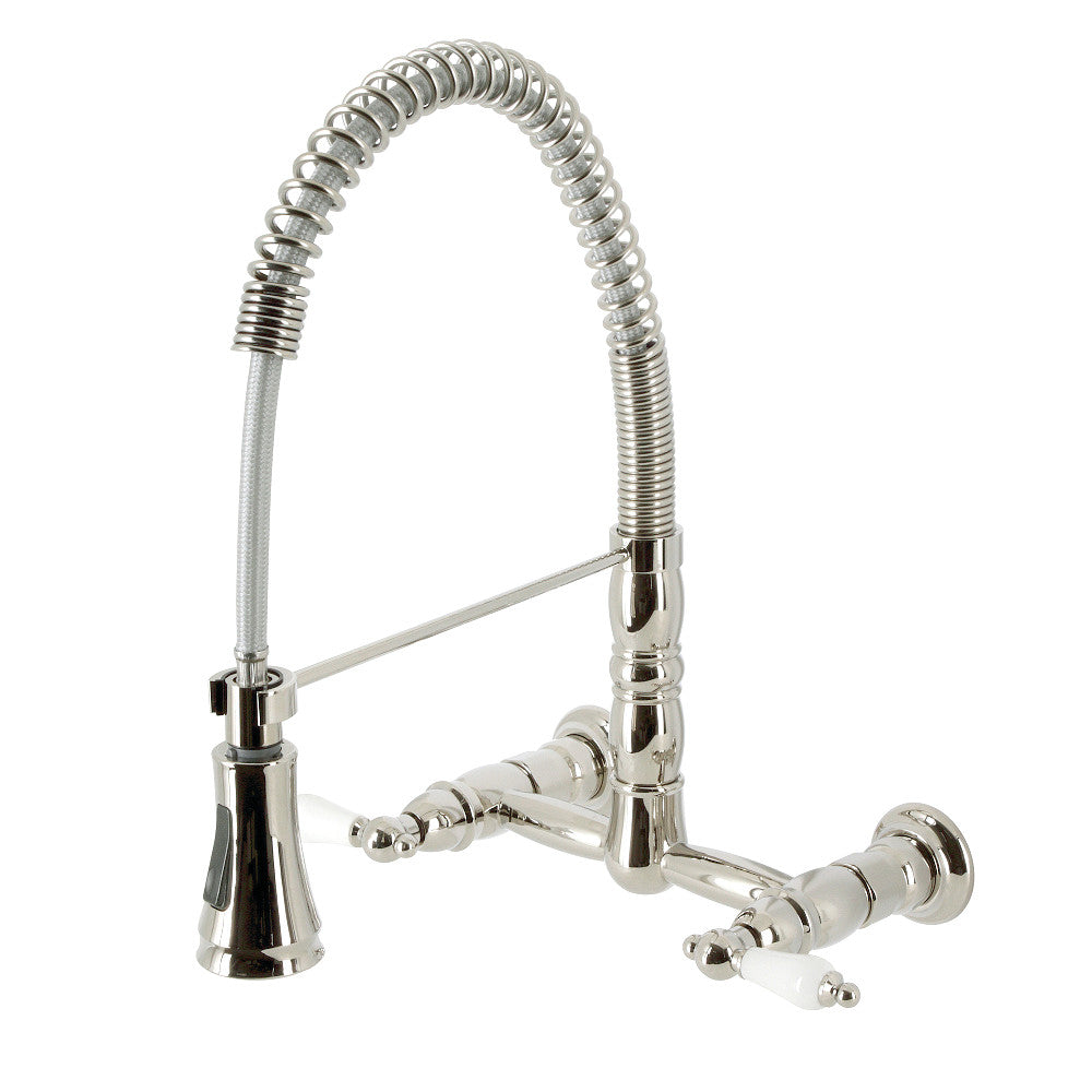 Gourmetier GS1243PL Heritage Double-Handle Wall-Mount Pre-Rinse Bridge Kitchen Faucet, Antique Brass