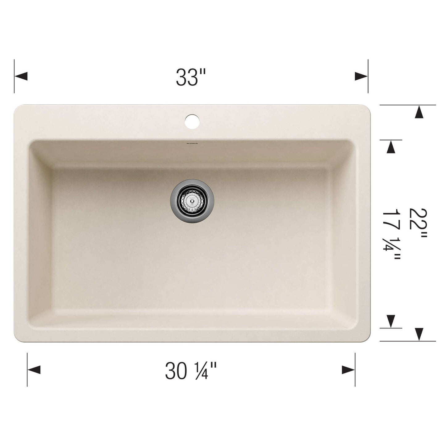 BLANCO Liven SILGRANIT 33" Super Single Dual Mount Kitchen Sink