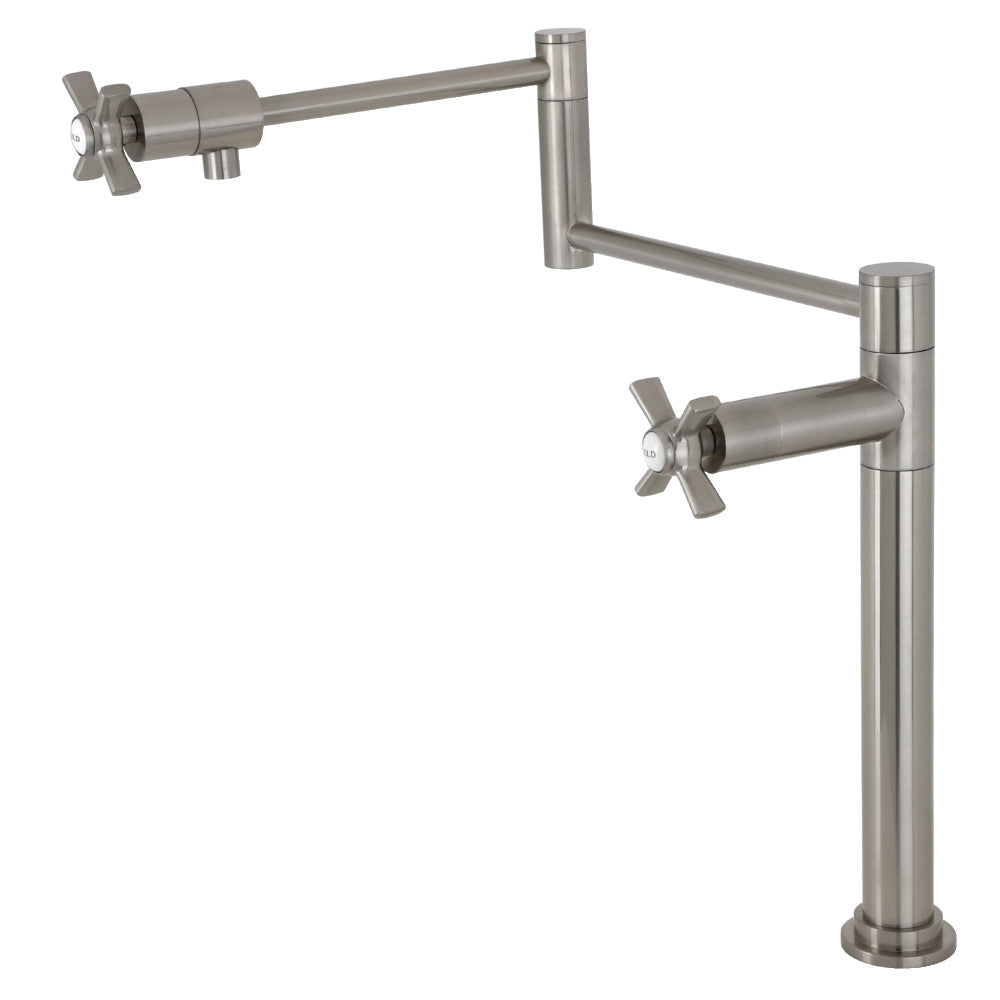 Kingston Brass KS4708ZX Millennium Deck Mount Pot Filler Faucet, Brushed Nickel with foldable swing arms