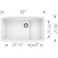 BLANCO Performa Cascade SILGRANIT 32" Single Bowl Undermount Kitchen Sink with Colander