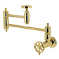 Kingston Brass KS3103RX Belknap Wall Mount Pot Filler Faucet, Antique Brass design with foldable swing arms for easy pot filling