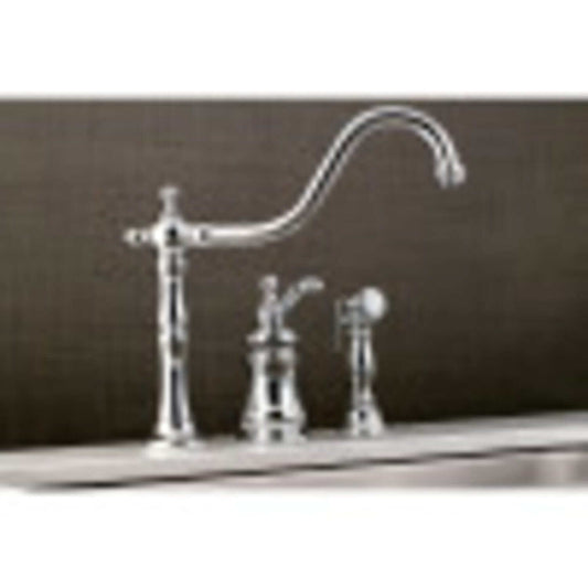 KINGSTON Brass Templeton Single-Handle Widespread Kitchen Faucet with Brass Sprayer - Polished Chrome