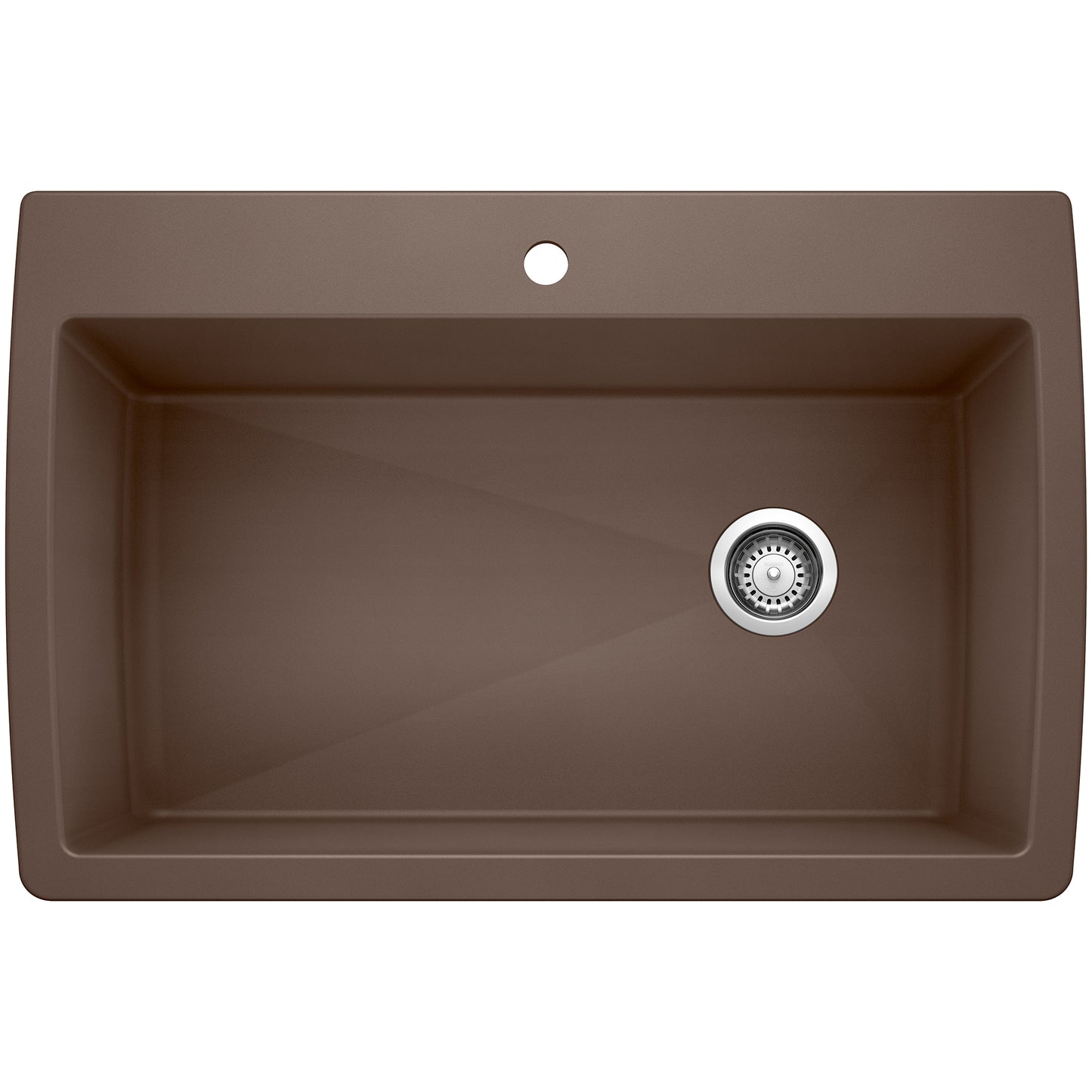 BLANCO Diamond SILGRANIT 33.5" Super Single Dual Mount Kitchen Sink in brown color with a single bowl design.