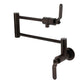 Kingston Brass KS4103KL Whitaker Wall Mount Pot Filler Faucet, Antique Brass with foldable swing arms