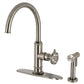 Kingston Brass KS2433RKX Webb Single-Handle Kitchen Faucet with Knurled Handle and Brass Side Sprayer, Antique Brass