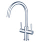 Fauceture LS8293DL Concord Double-Handle Vessel Sink Faucet, Brushed Brass side view with two handles and curved spout.