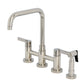 Kingston KS8287CTLBS Continental Bridge Kitchen Faucet with Brass Sprayer, Brushed Brass in polished nickel finish