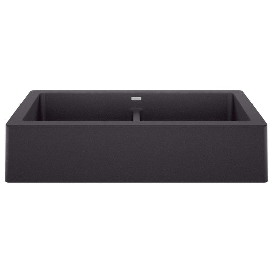 BLANCO VINTERA 33" SILGRANIT Double Bowl Farmhouse Sink in Anthracite with modern apron-front design.