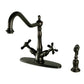 Kingston KS1238BEXBS Essex Two-Handle Kitchen Faucet with Brass Sprayer, Brushed Nickel in Oil Rubbed Bronze finish
