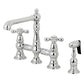 Kingston KS7277AXBS English Country Bridge Kitchen Faucet with Brass Sprayer, Brushed Brass