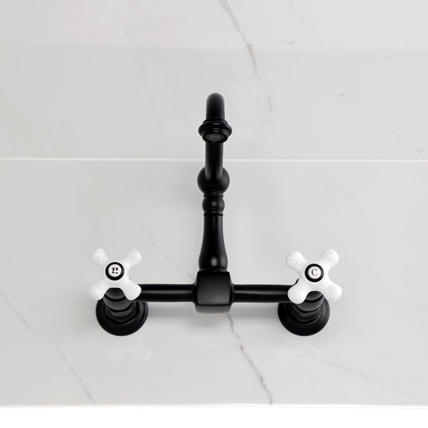 Kingston KS1263PX Heritage Two-Handle Wall Mount Bridge Kitchen Faucet, Antique Brass with black finish