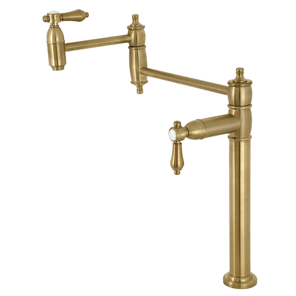 Kingston Brass KS3703BAL Heirloom Deck Mount Pot Filler Faucet, Antique Brass with foldable swing arms