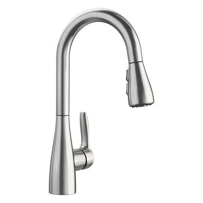 BLANCO Atura Pull-Down Dual-Spray Bar Faucet with sleek stainless steel design and high-arc gooseneck spout.