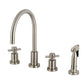 Kingston Brass KS8723DXBS Concord Double-Handle Widespread Kitchen Faucet with Brass Sprayer, Antique Brass