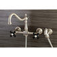 Kingston KS1248PKXBS Duchess Two-Handle Wall Mount Bridge Kitchen Faucet with Brass Sprayer, Brushed Nickel