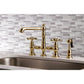 Kingston KS7277AXBS English Country Bridge Kitchen Faucet with Brass Sprayer, Brushed Brass