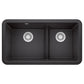 BLANCO Ikon SILGRANIT 33" Double Bowl Apron-Front Farmhouse Sink with Low Divide